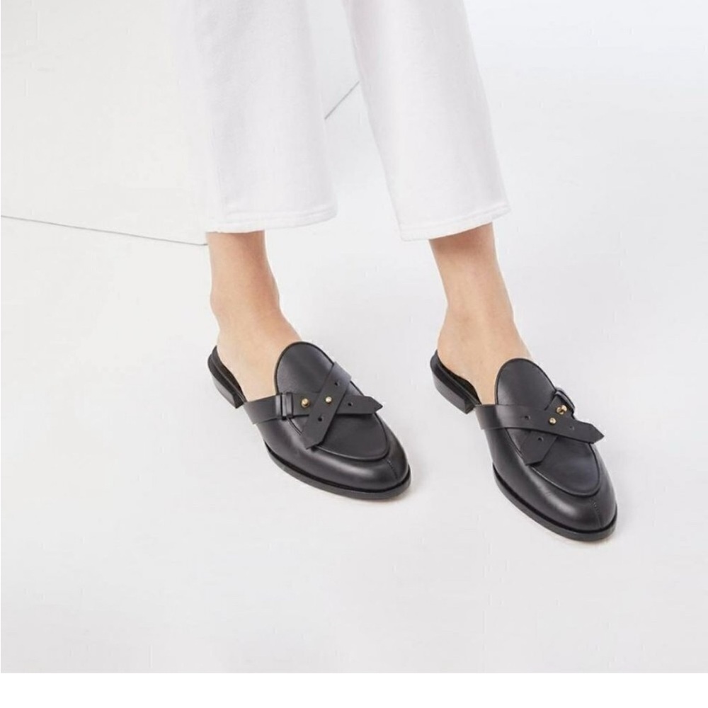 🖤 FRAME Le Sweetzer Leather Loafer Mule – Noir – Size 9.5/10 (41.5) NIB - Picture 2 of 11